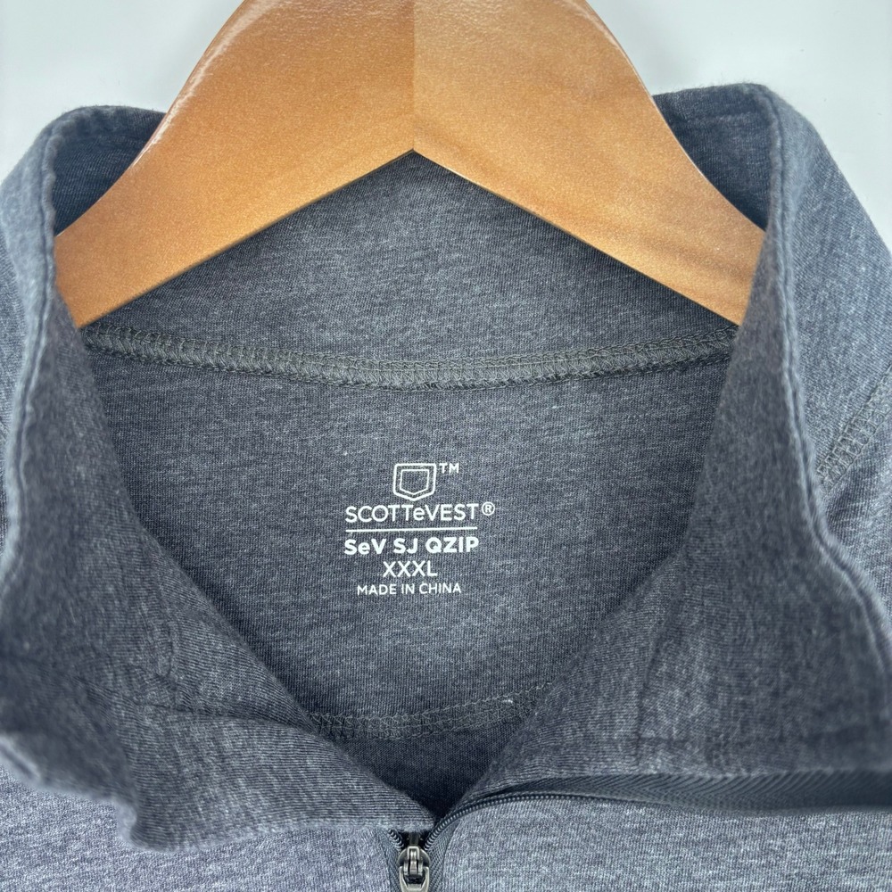 SCOTTEVEST SeV SJ QZIP 1/4 Zip Pullover Men XXXL Grey Travel Hidden Pocket *FLAW - Picture 3 of 11